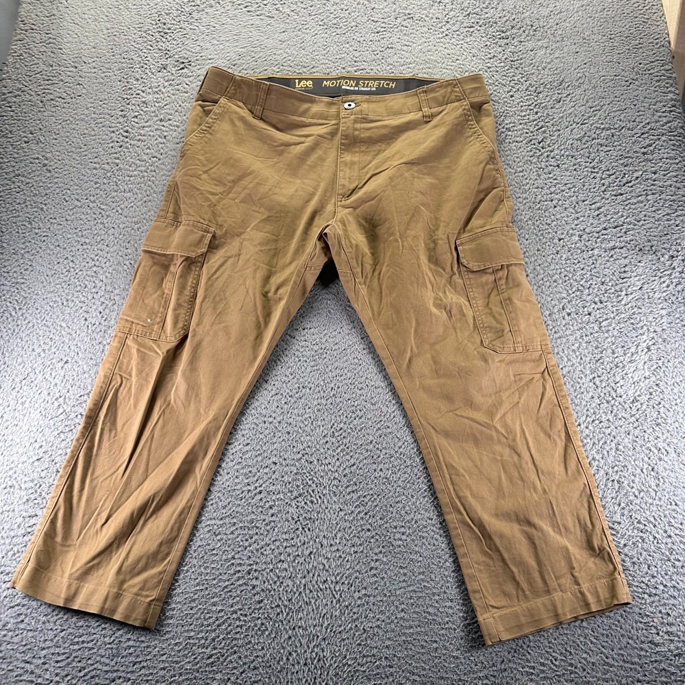 Lee Motion Pant Mens 40x27 Brown Cotton Cargo Straight Workwear Utility Stretch